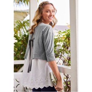 Matilda Jane Gray and White Eyelet Blouse
